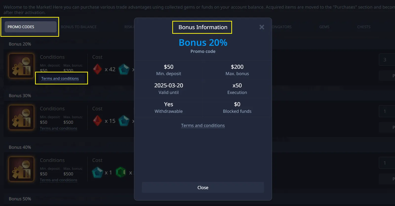 Terma dan Syarat Bonus Pocket Option